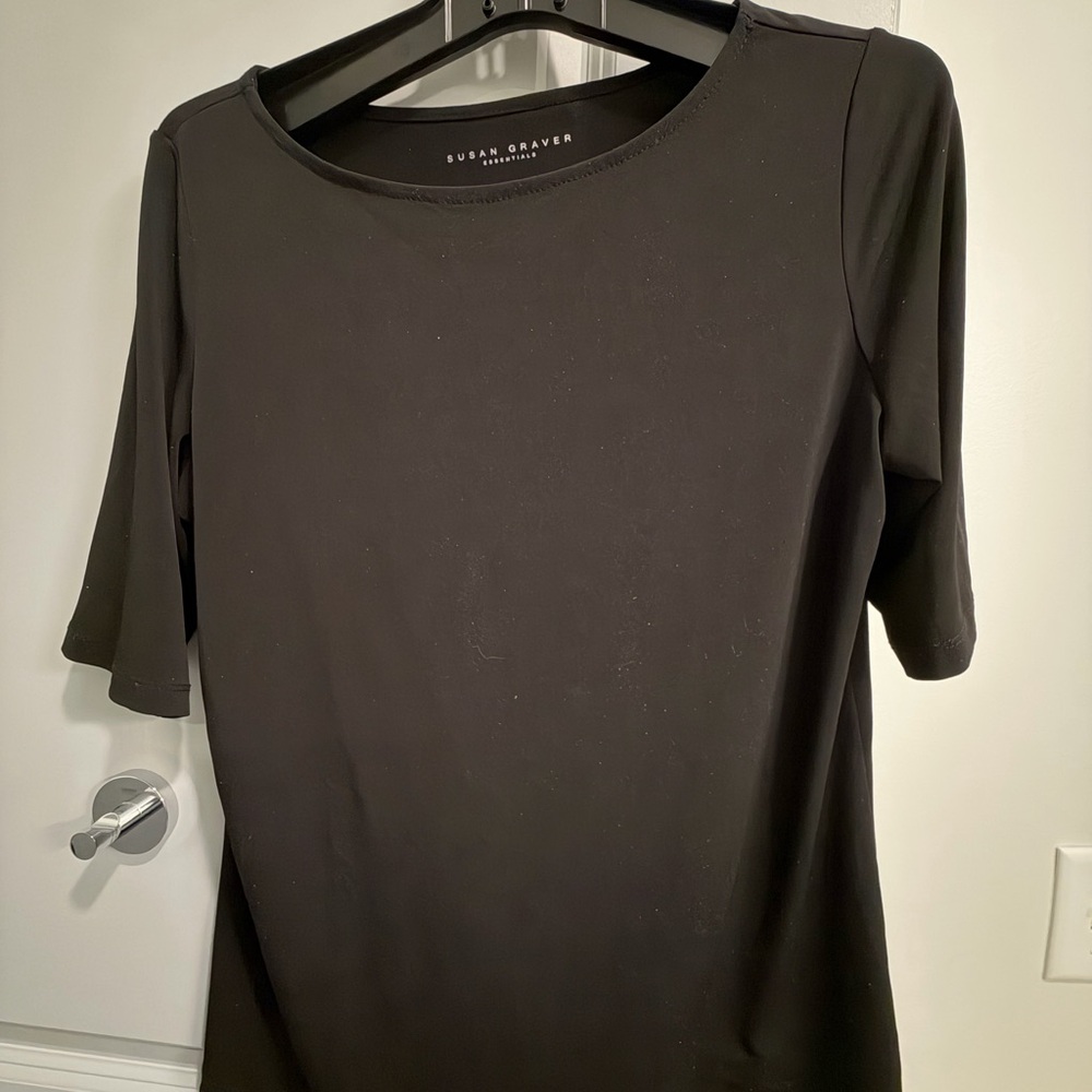 Susan Graver Classic Black Short Sleeve Top